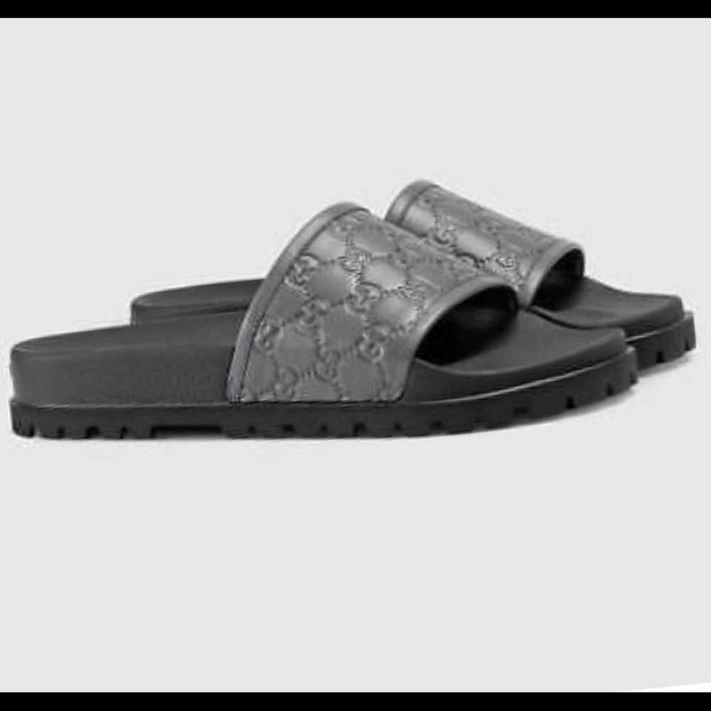Gucci gray slides authentic.